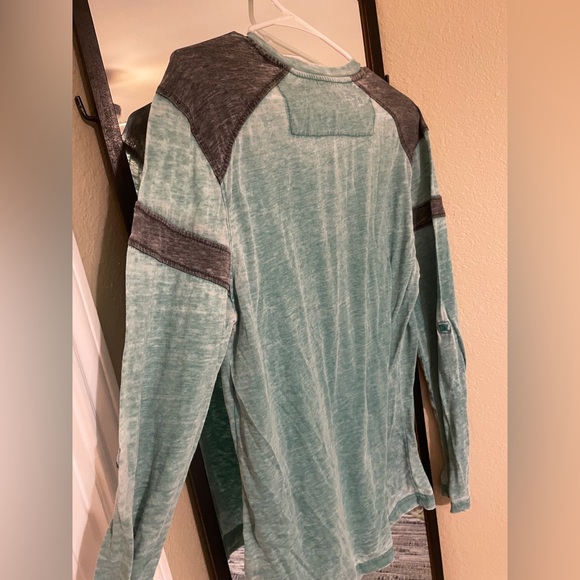 Helix • Light Teal & Gray Burnout Henley - Picture 2 of 3